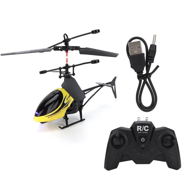 Control remoto Mini Avión inalámbrico Helicóptero eléctrico Avión de 2 canales Juguete para niños (amarillo)