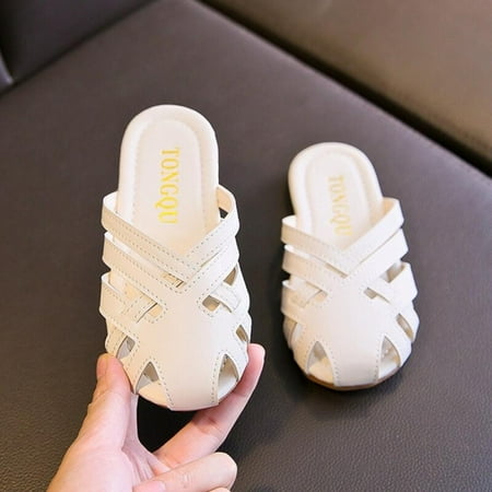 

Hazel Tech Girls Woven Non-slip Soft Bottom Baotou Beach Half Slippers Sandals