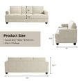 thumbnail image 3 of BLAZANT 89" Extra Deep Seats Oversize, Chenille Fabric 3 Seater Sofa for Living Room, Modern Couch and Sofa, Comfy Armrests and Seats and Backrests, Easy Installation,Beige, 3 of 14