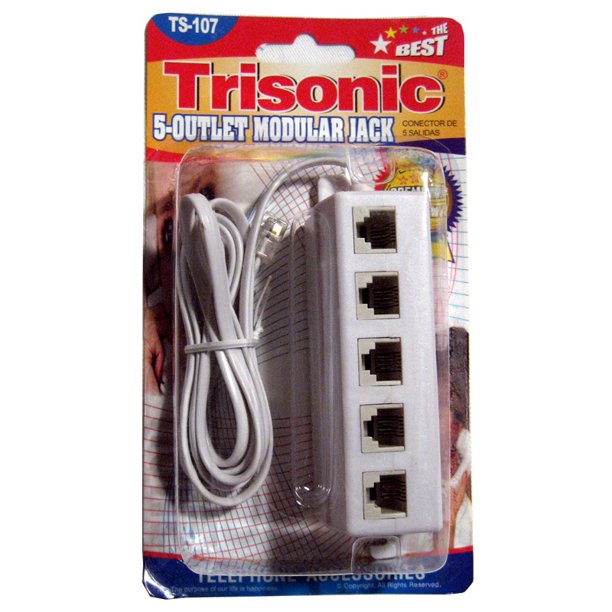 5 Outlet Modular Phone Jack Telephone Line Adapter Splitter Cables DSL