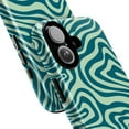 thumbnail image 2 of Teal Abstract Wavy Line iPhone Case – Retro Psychedelic Pattern Phone Cover, Modern Minimalist Vibe Compatible with iPhone 16 15 14 13 12 11 Pro Max, 2 of 6