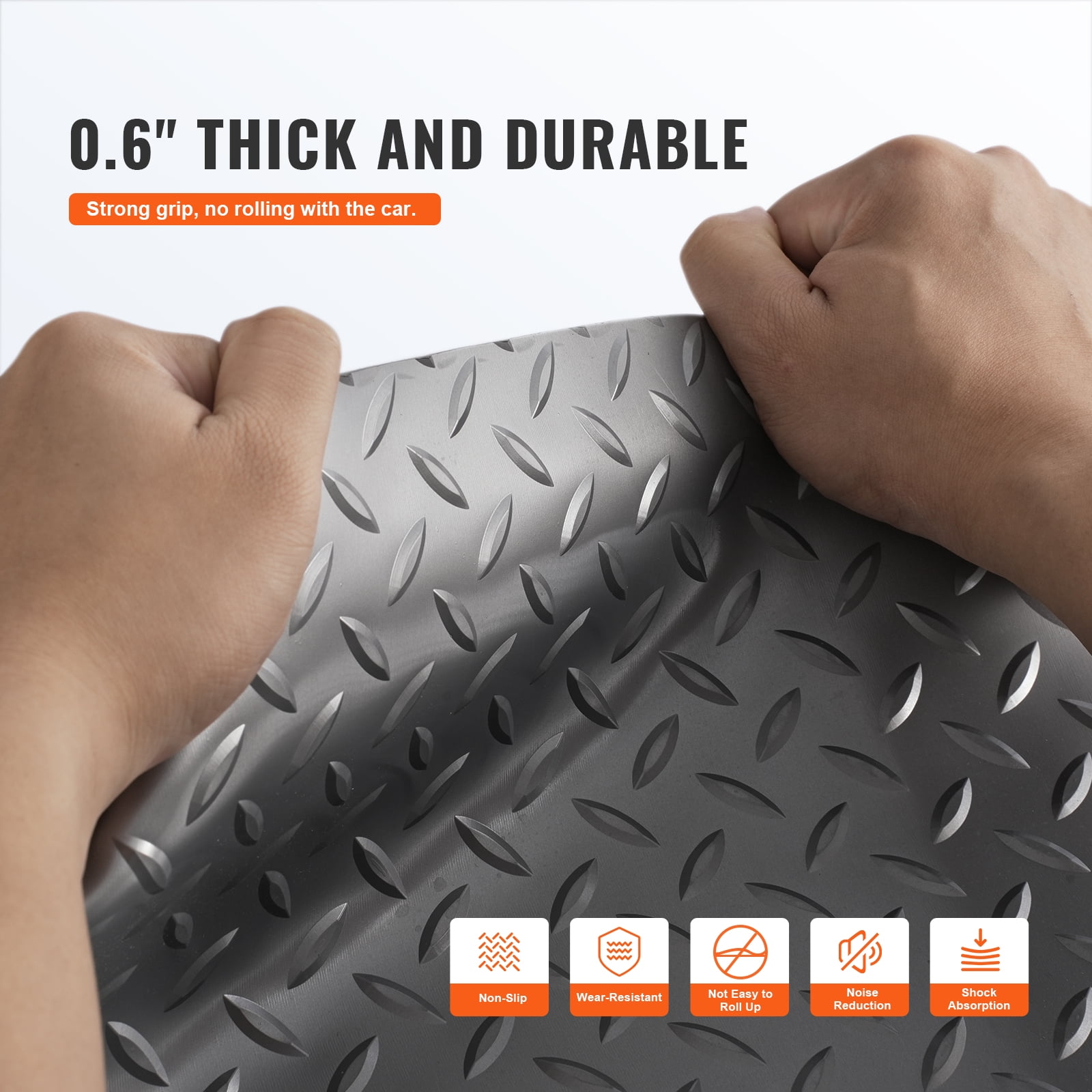 VEVOR Garage Floor Mat Garage Flooring Roll 4.9x19ft Anti-Slip Grey PVC Vinyl