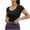 Black, variant on Women V-Neck Workout Crop Tops Short Sleeve Base Layer Sports T-Shirt for Yoga Running and Gym XXL
