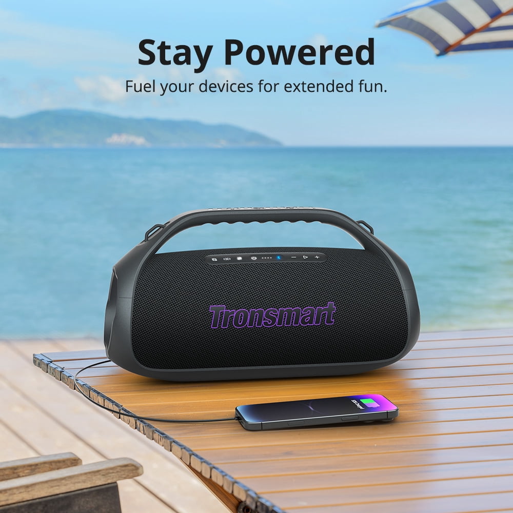 Tronsmart Bang 2 Portable Bluetooth Speaker, 90W Deep Bass, Custom EQ & Light, IPX6 Waterproof, 26H Playtime for Outdoor, Beach - Blue