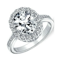 Bling Jewelry Womens Vintage 4CTW CZ Oval Halo Engagement Ring Sterling Silver