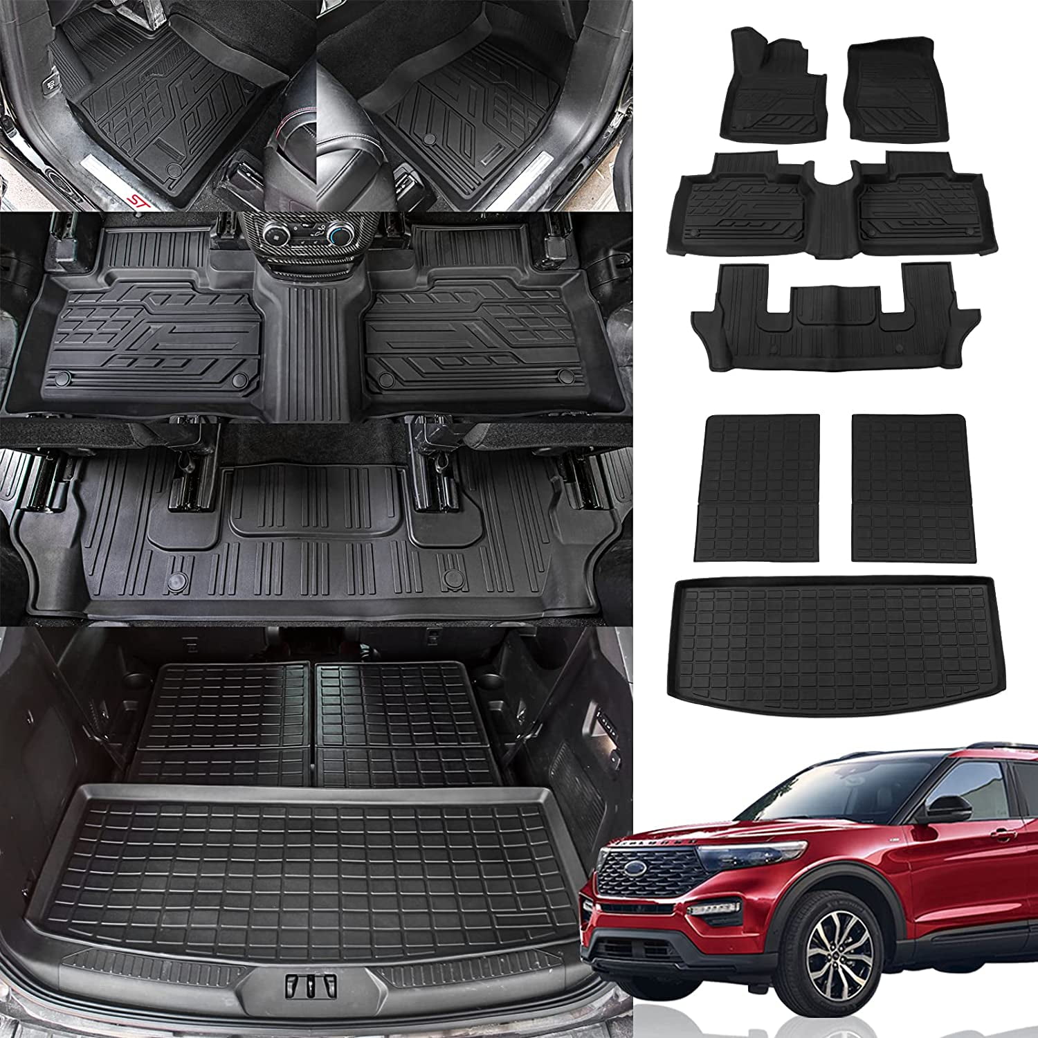 Fit 2020 2021 2022 2023 Ford Explorer Floor Mats Cargo Liner TPE All