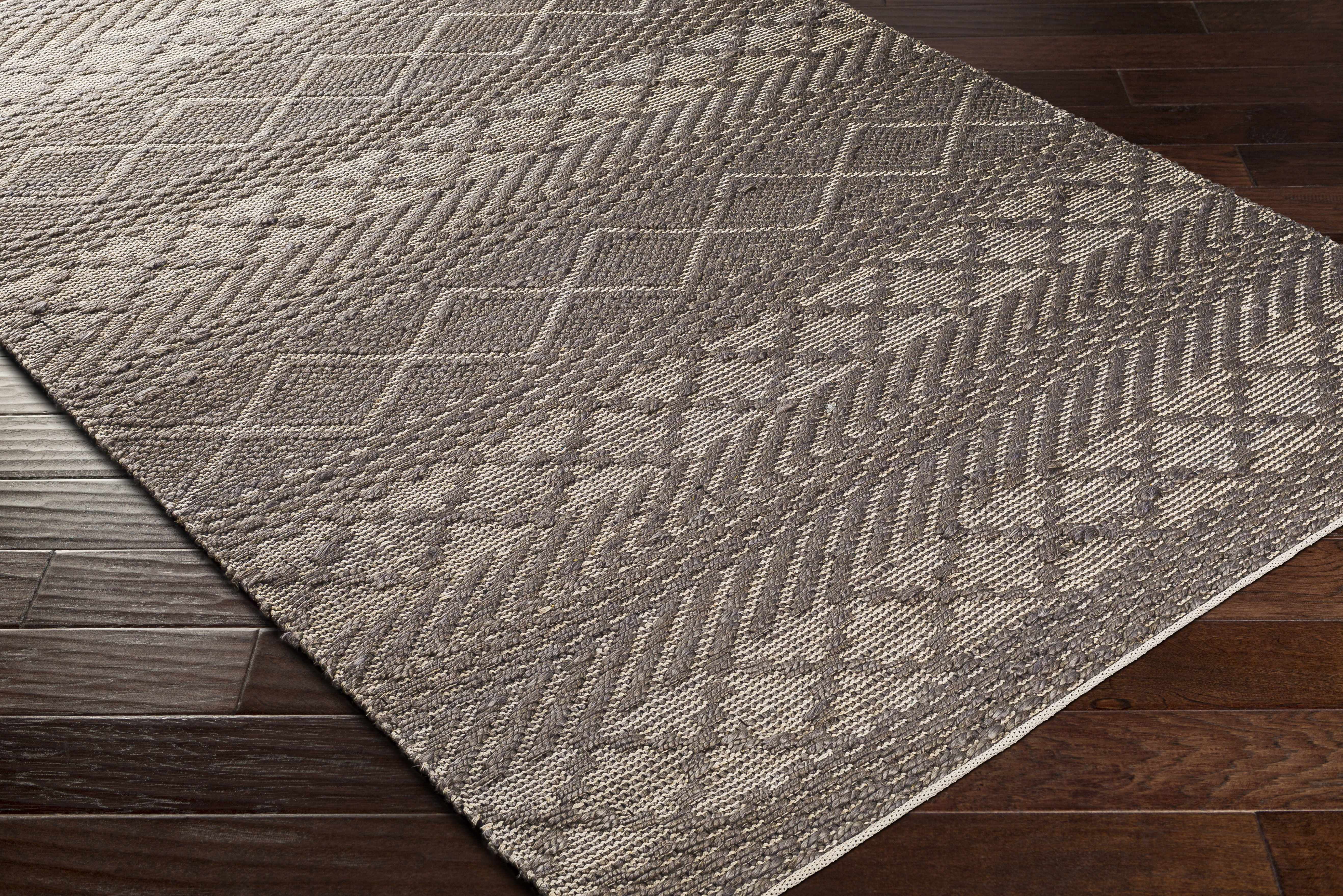 Hauteloom Abuyon Jute Living Room, Bedroom Area Rug - Bohemian, Transitional - Charcoal, Peach - 8'10" x 12'