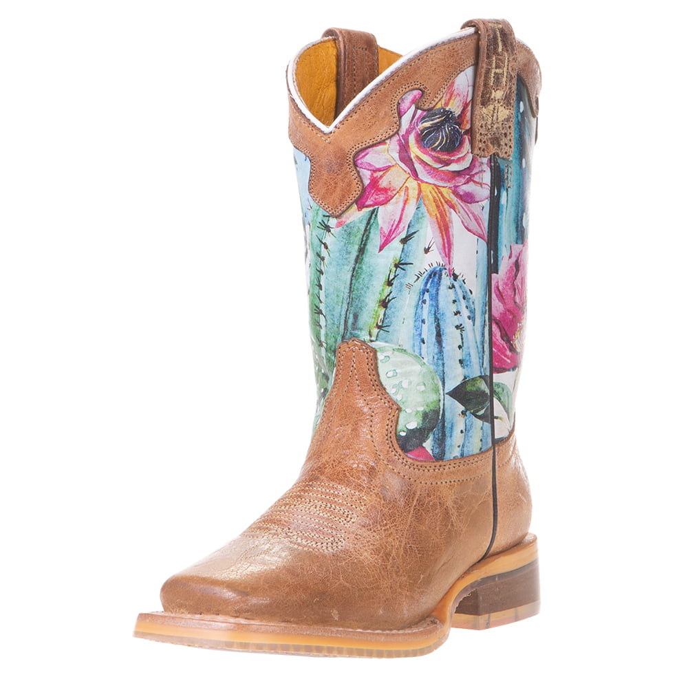 Tin Haul Girls Cactilicious Embroidered Western Boot Square Toe 