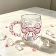 thumbnail image 5 of Cute 3D Bow Glass Mug, Beaded Handle Clear Coffee Cup, Water Cup for Home Decor, 5 of 5