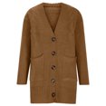 thumbnail image 6 of Itsame Women Cardigan Sweaters Button Loose V-Neck Sweater Long Sleeve Relaxed Sweatertop Brown Size Free Size, 6 of 6