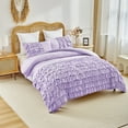 URBONUR 3 Piece Purple Girls Ruffle Queen Duvet Cover with Zipper