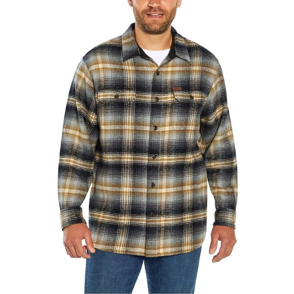 Orvis Men’s Spread Collar Flannel Shirt (Black, X-Large)