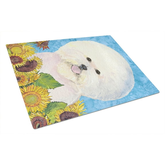 Caroline's Treasures Bichon Frise Glass Cutting Board Large