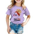 thumbnail image 5 of Staki Girl American Flag Shirts 4th of July Shirt Cotton Short Sleeve Tees Patriotic Shirts for Kids 2T 3T 4T Purple,1-2 Years, 5 of 5