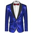 thumbnail image 6 of COOFANDY Men's Shiny Sequins Suit Jacket Blazer One Button Banquet Prom Tuxedo New Year Dinner Party Tuxedo Blazer, 6 of 9