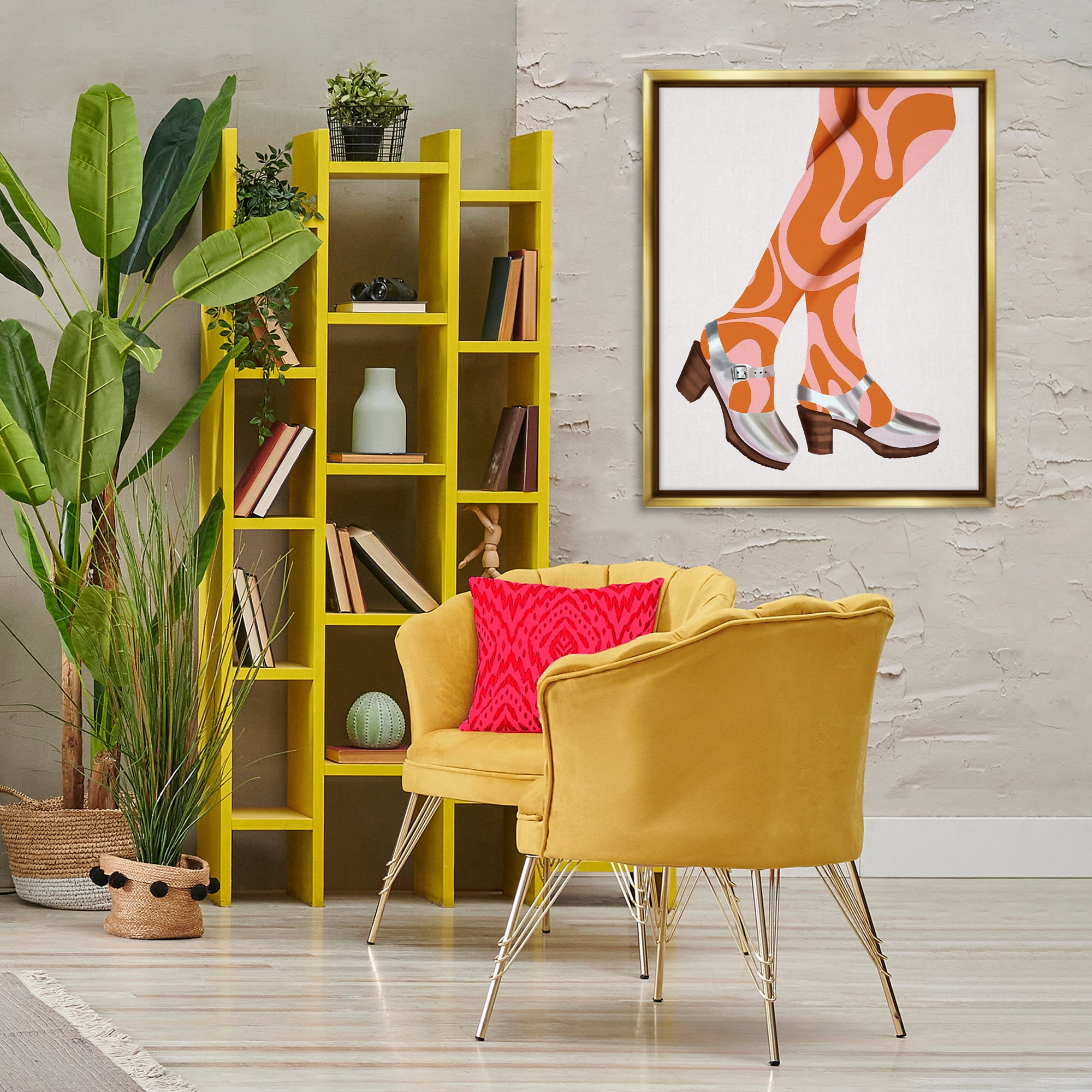 Stupell Industries Groovy Fashion Legs People Painting Gold Floater Framed Canvas Art Print Wall Art, 25 x 31