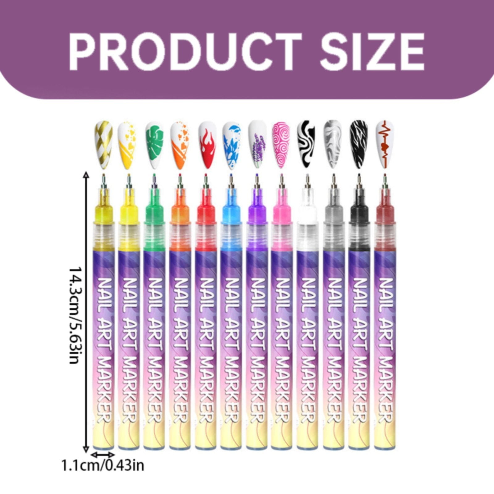 12 Colors Nail Art Pens Acrylic Paint Marker Set,DIY Manicure Tools,Fingernail Polish Pens for Art Drawing, Painting Dotting,Nail Markers for Nail Art