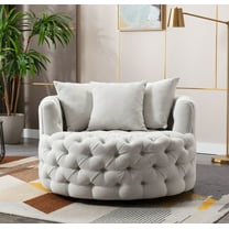 CAROCC Modern Akili Swivel Accent Chair Barrel Chair for Hotel Living Room Modern leisure Chair Beige Fabric