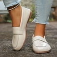 thumbnail image 3 of Penny Loafers for Women Wide Toe Box Soft Leather Casual Slip on Flat Shoes Fashion Solid Color Nonslip Walking Shoes White Size 8.5, 3 of 6