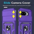 thumbnail image 4 of KOMI Case Compatible with Google Pixel 9A Built in Slide Camera Lens Cover+Screen Protector+Finger Ring Holder Kickstand,Heavy Duty Shockproof Full Body Protective Phone Cover, Purple, 4 of 5