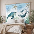 thumbnail image 3 of Coastal Tapestry for Bedroom Wall Hanging Tapestry, Ocean Turtle Seahorse Octopus Whale Beach Starfish Ceiling Backdrop Tapestries Poster Blanket Wall Decor for Teens Room Living Room Dorm 39" x 59", 3 of 8
