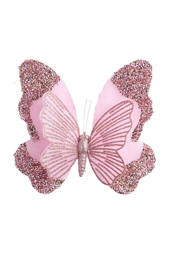 Sparkling Butterfly Clips, Christmas Floral Accessories, for Wedding Decor, Festival Scene, Tree Embellishment, 7.1"x6.7"