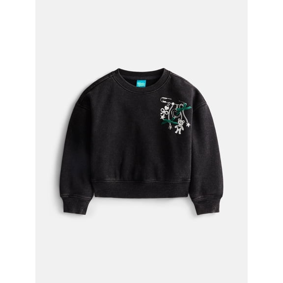 Wonder Nation Girls Fleece Crewneck Sweatshirt, Sizes 4-18 & Plus