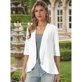thumbnail image 4 of DARING DIVA Women's Lightweight 3/4 Sleeve Open Front Ruffle Cardigan S White, 4 of 6
