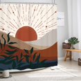 thumbnail image 3 of Abstract Minimalist Shower Curtain Sunset Mountain Mid Century Sun Modern Bathroom Curtain Rustic Geometric Brown Orange 72Wx72L Inch Bath Accessories Art Home Decor Fabric Waterproof, 3 of 6