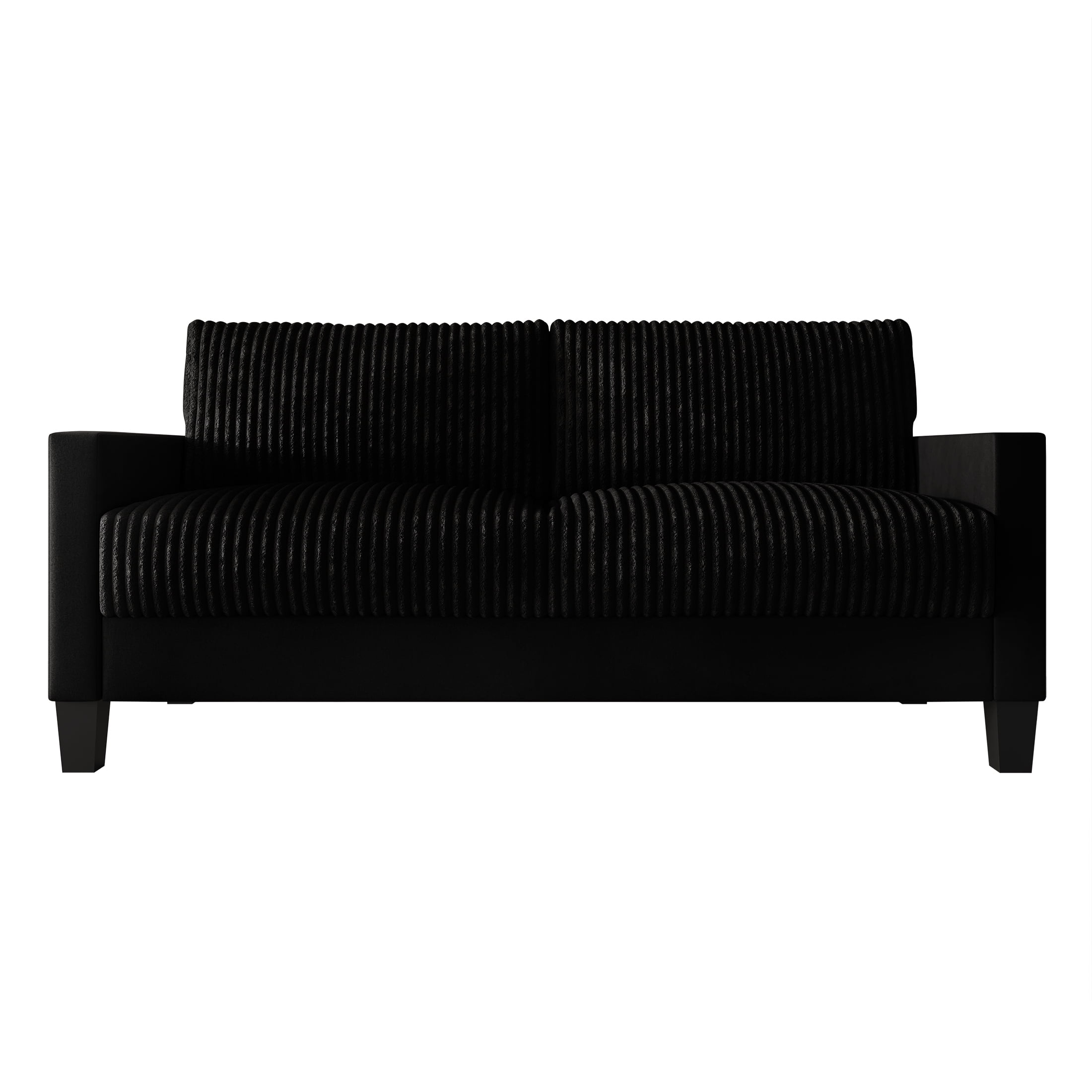 Castle Place Contemporary Corduroy Velvet Sofa, Black