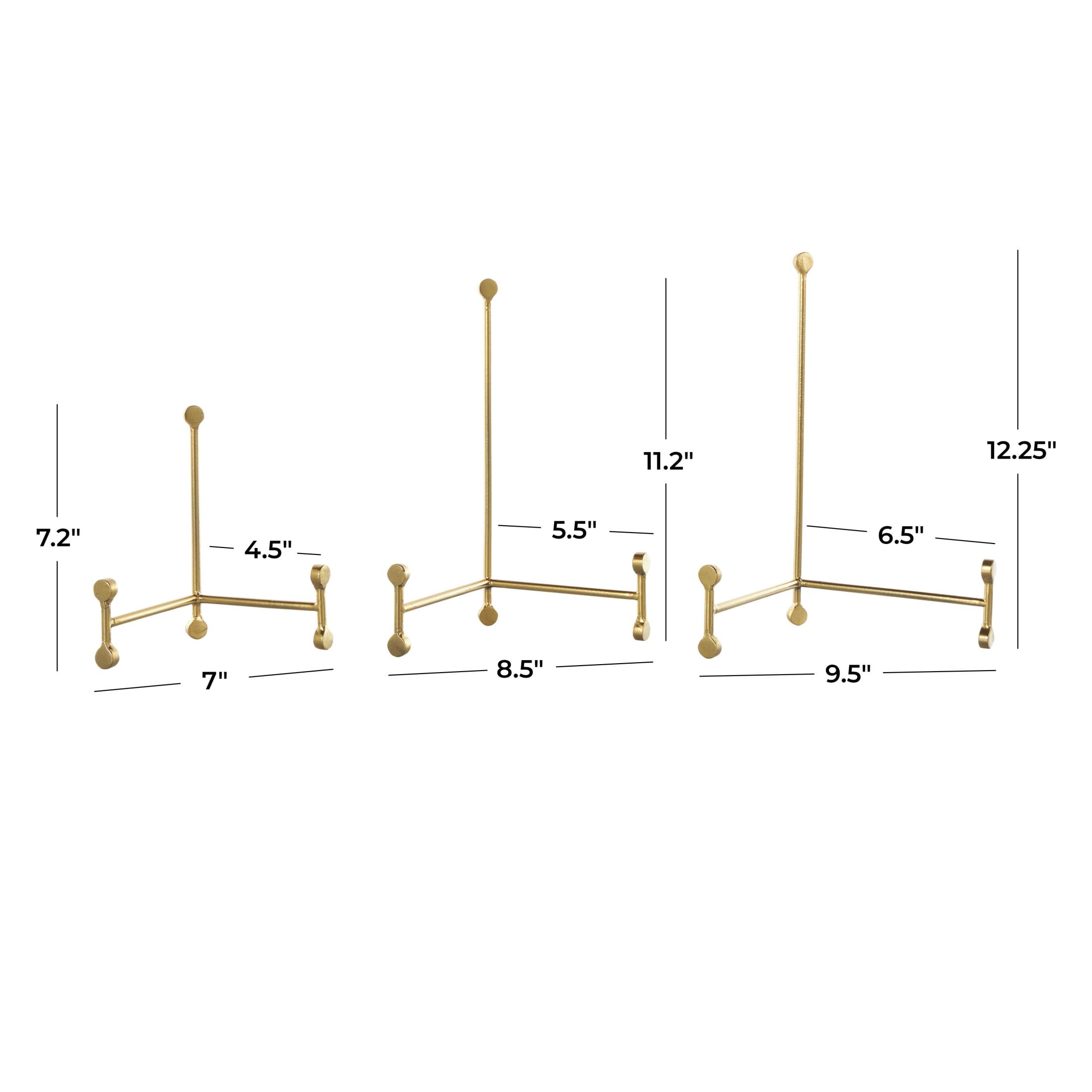 DecMode 12", 11", 7"H Gold Metal Tabletop Fixed Easel with Ball Accents, 3-Pieces