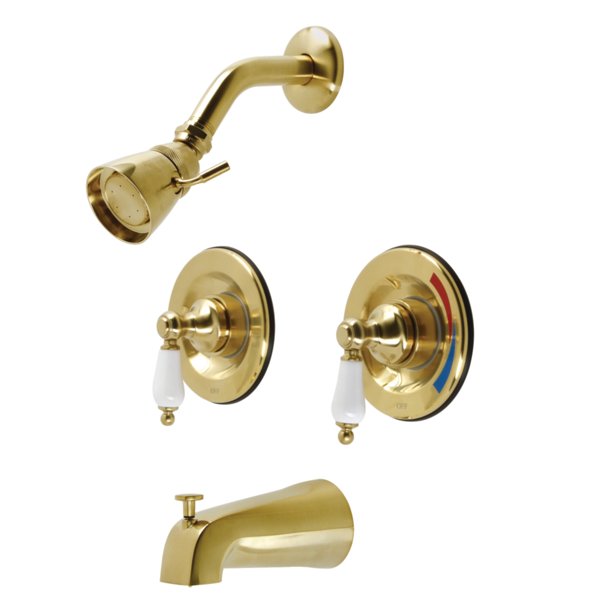 Kingston Brass KB667PL Vintage Pressure Balanced TwoHandle Tub and Shower Faucet, Brushed Brass