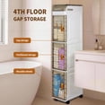 thumbnail image 4 of PHANCIR 3-Tier Tall Bathroom Storage Cabinets, Narrow Cabinet Bathroom Storage Tower with Wheels, for Small Spaces, White, 4 of 7