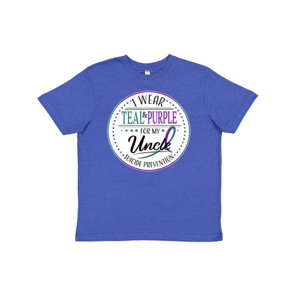 Inktastic Suicide Prevention- I Wear Teal and Purple for My Uncle Youth T-Shirt