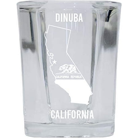 

Dinuba California Laser Etched Souvenir 2 Ounce Square Shot Glass State Flag Design