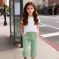 thumbnail image 2 of Girls Drawstring Waist Baggy Sweatpants Wide Leg Casual Loose Long Pants 6-12 Months 12-24 Months 2T 3T 4T 5T 6T 7T 8T 9T Children Green 5-6 Years, 2 of 2