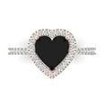 thumbnail image 2 of 2.27ct heart cut black natural onyx 14k white rose gold halo Bridal Wedding Engagement Promise Anniversary Ring for Women size 7.75, 2 of 7