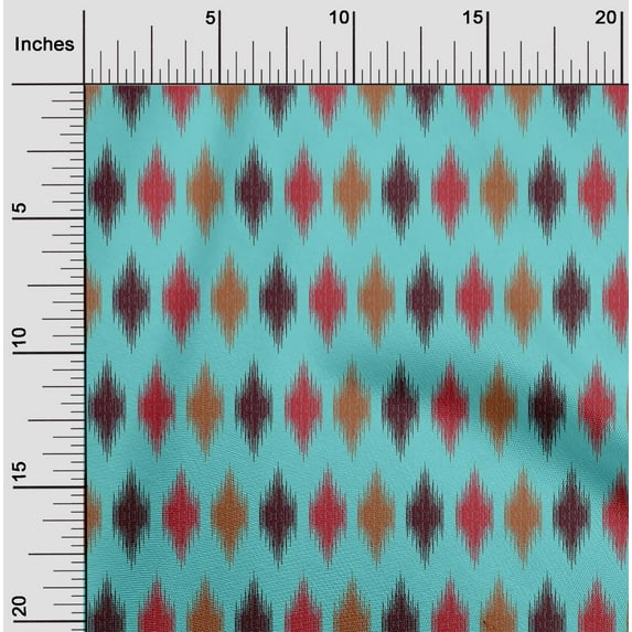 oneOone Cotton Poplin Fabric Argyle Ikat Printed Fabric 1 Yard 42 Inch Wide