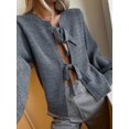thumbnail image 3 of SUNSIOM Womens Fall Knit Bow Knot Cardigan Ribbed Tie Front Long Sleeve Loose Open Fron Sweater Coat, 3 of 8