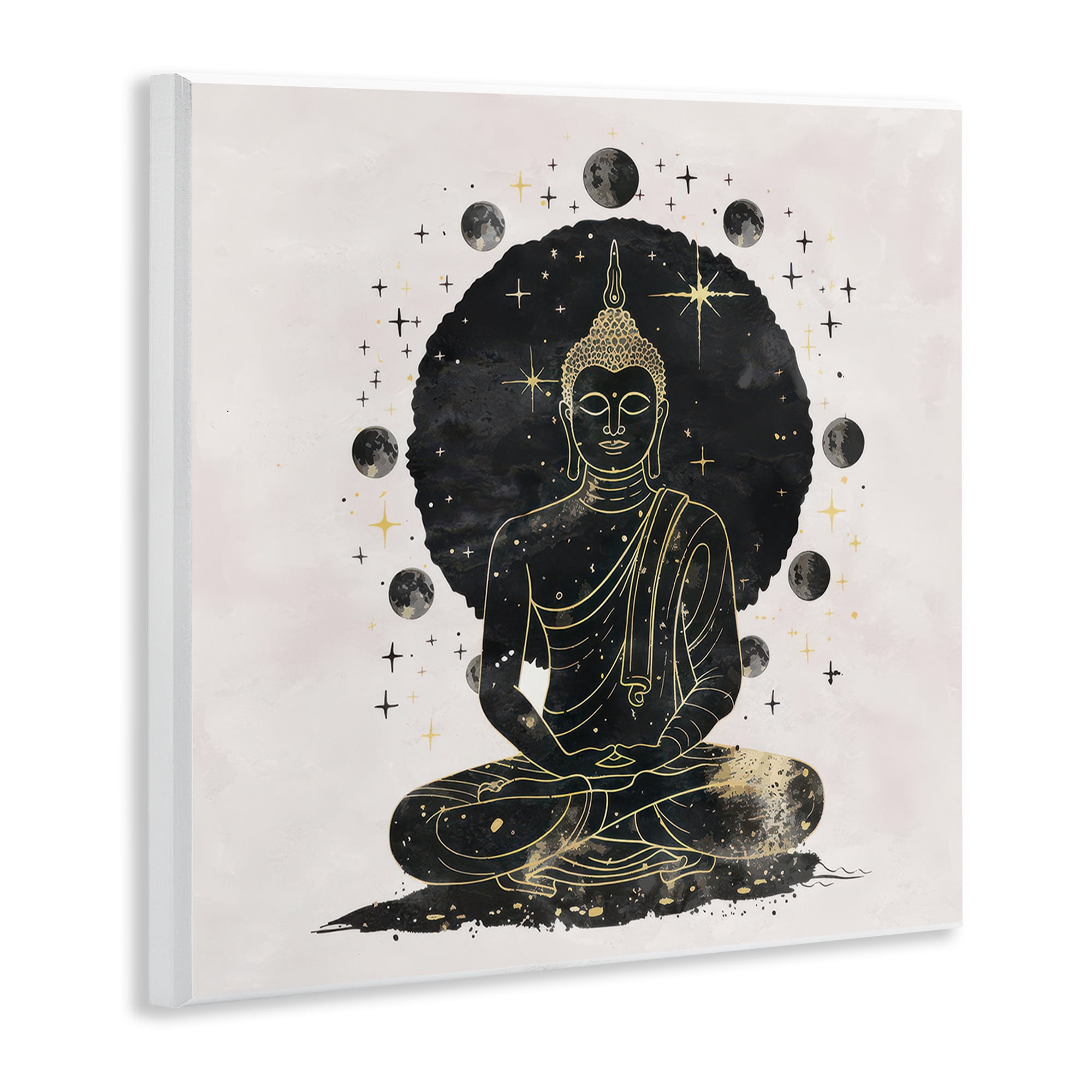 Stupell Industries Gilded Sitting Buddha Religious & Spiritual Painting Unframed Art Print Wall Art, 12 x 12