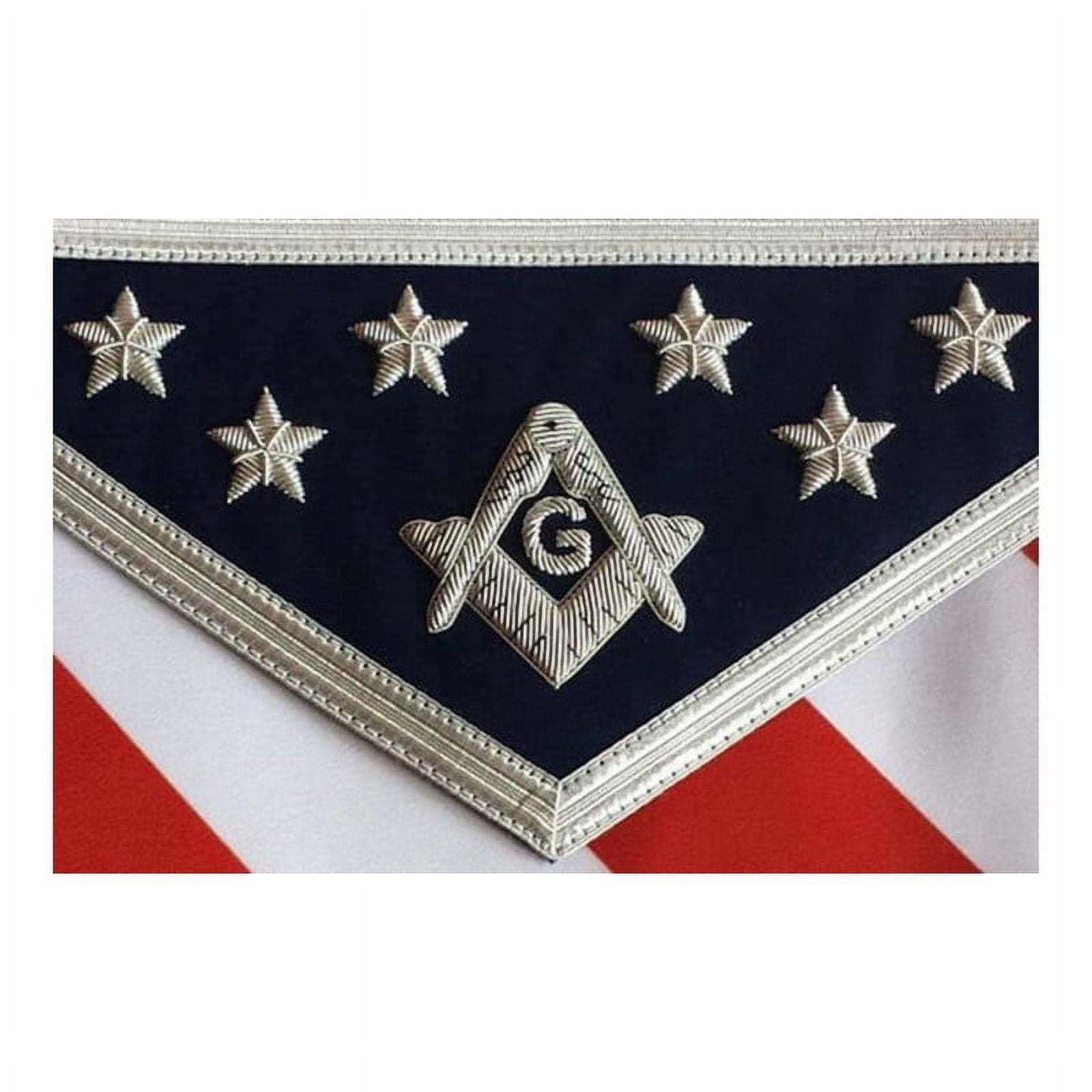 Master Mason Blue Lodge Apron – USA Flag White, Red & Blue Hand Embroidery, Masonic Regalia with Adjustable Belt
