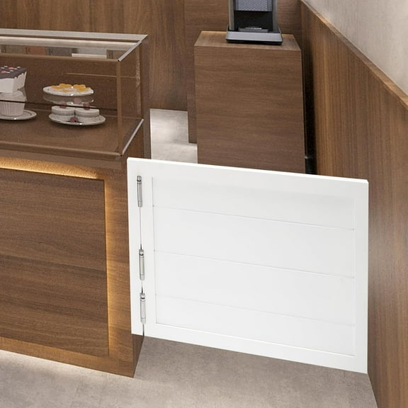 Swinging Door, Solid Wood Swing Door with 3 Spring Hinges, Half Waist Swinging Door for Kitchen Shop Entrance Partition Pub, 35.4x23.6inch / White