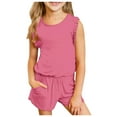 thumbnail image 4 of Hessimy Girls Short Sleeve Top and Shorts,2 Piece Pajama Set(Hot Pink,8-9 Years), 4 of 4