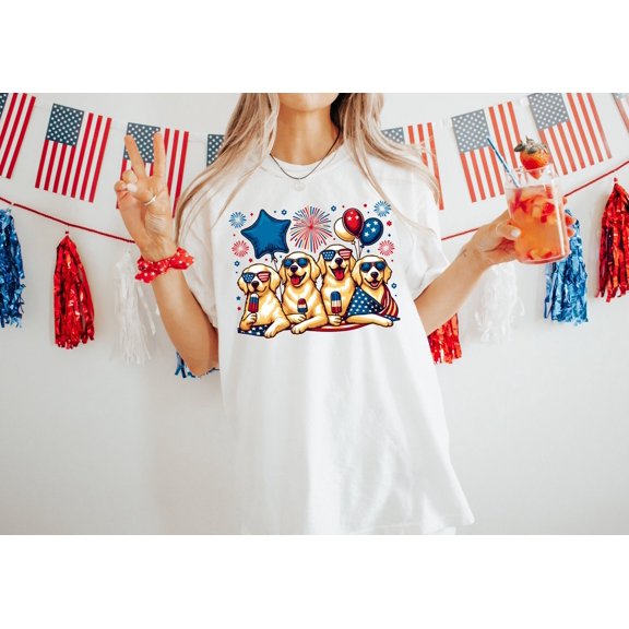 Golden Retriever Shirt, Red White and Blue Shirt, 4th of July Shirt, Dog owner Shirt, 4th of July Shirt, American Shirt, 4th of July party