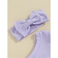 thumbnail image 6 of Biezeib Girls Summer Outfits, One Shoulder Ribbed Tops + Elastic Waist Flare Pants + 3D Bow Headband Infant Toddler 3 Piece Set, 6 of 9