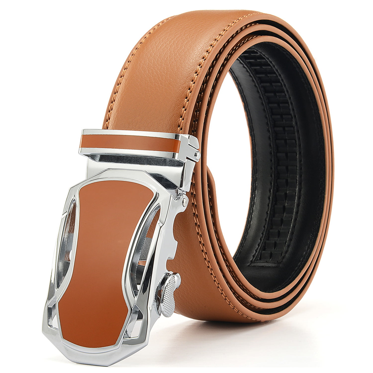 Xhtang Mens Adjustable Leather Ratchet Belt Automatic Buckle Men's ...