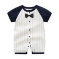 thumbnail image 2 of Kaemgyyd 3-24 M Baby Boy Summer Clothes Newborn Infant Crew Neck Button down Romper Cute Bow Striped Preemie Coming Home Outfit, 2 of 3
