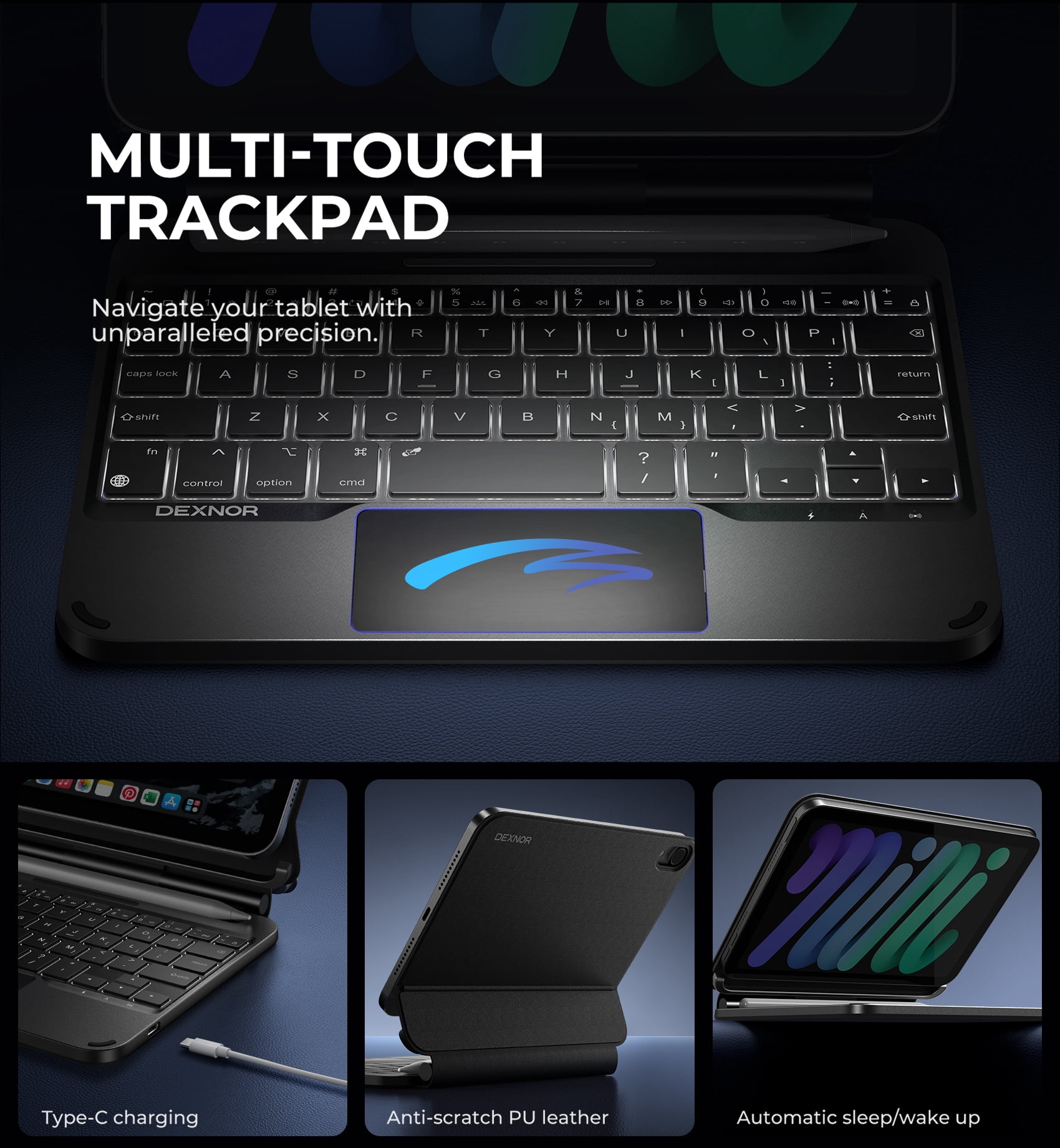 Dexnor for iPad mini 7 (A17 Pro)/Mini 6 Case with Keyboard, Magnetic Floating Cantilever Stand with Trackpad Pencil Holder Backlit Keyboard Case for iPad mini 7th(2024)/6th (2021) Generation, Black