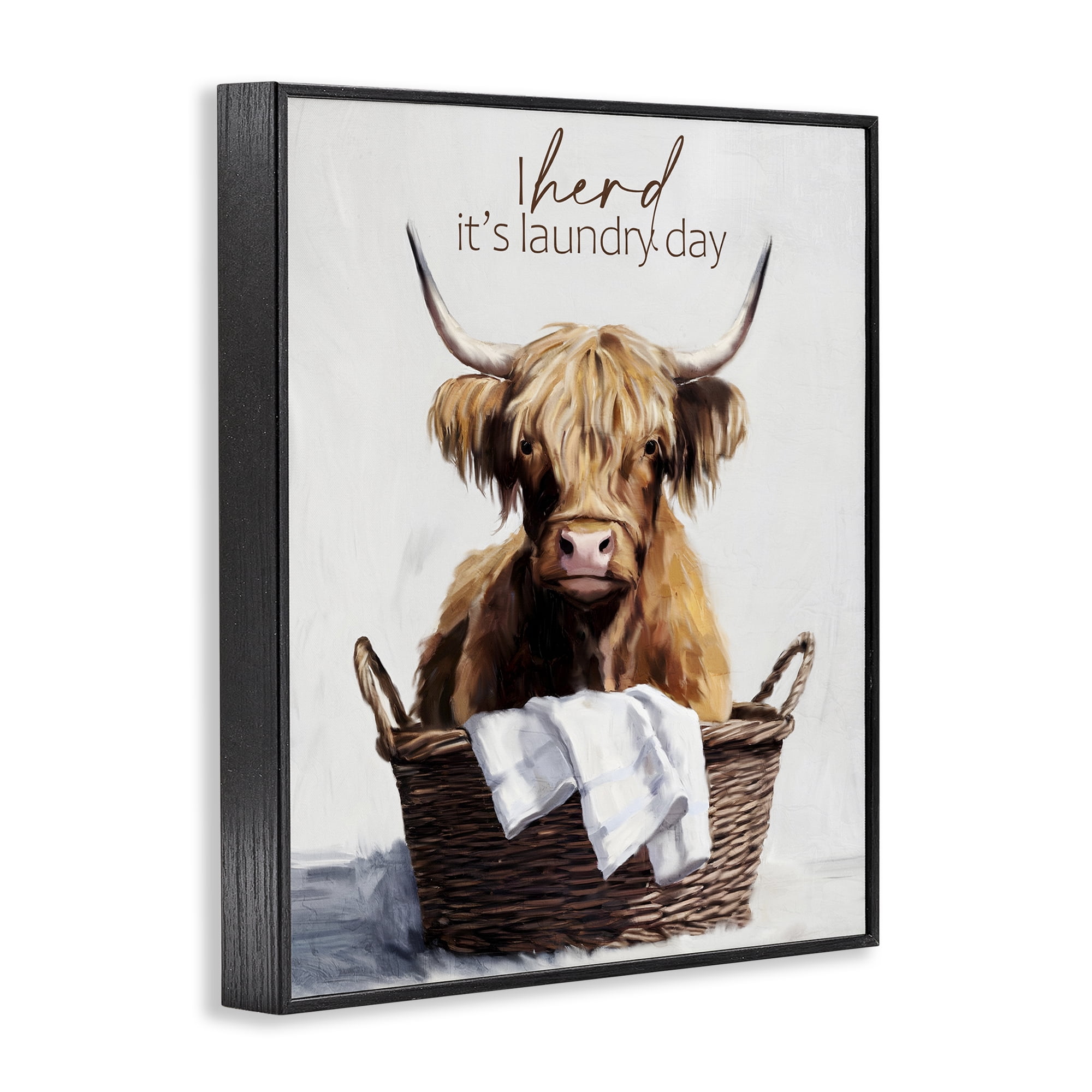 Herd It's Laundry Day Black Framed Giclee Art, design by Kim Allen