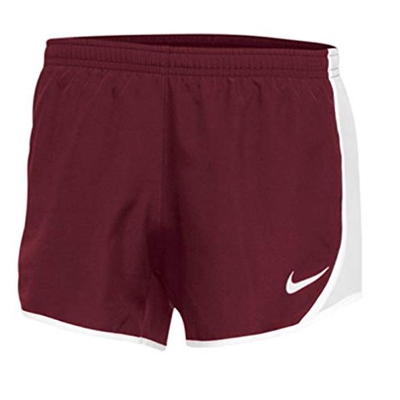 Nike Girls Dry Tempo Running Shorts (Small, Maroon/White)